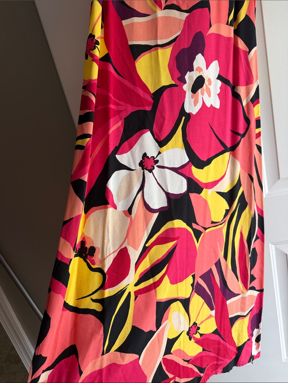 NWT Investments Vibrant Pink Yellow Floral Maxi Dress - Picture 2 of 10